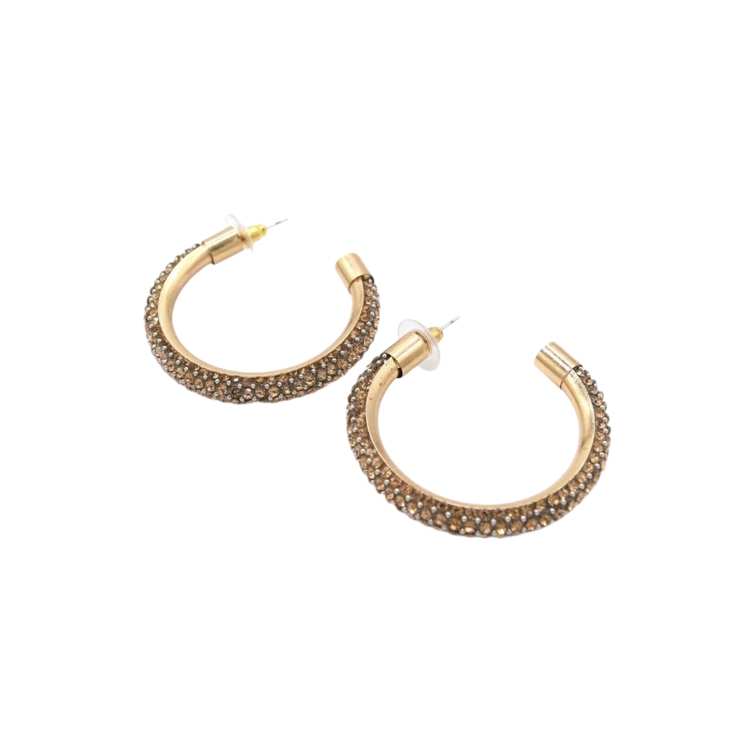 Gold Bronze Rhinestones Hoop Drop Earring