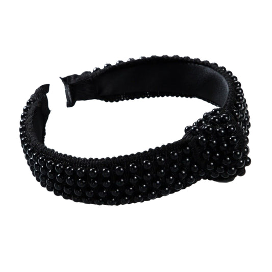 Black Beaded Knot Headband