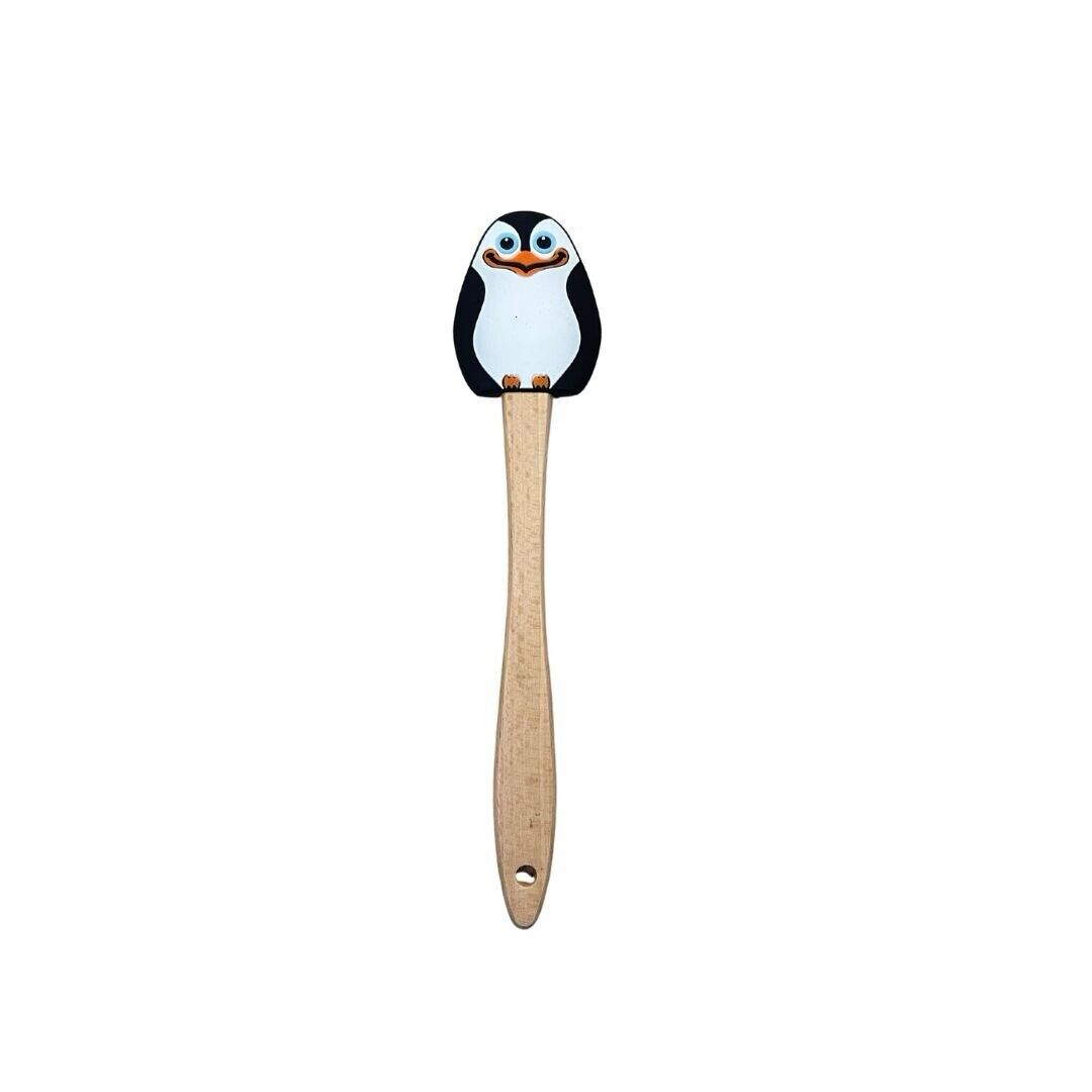 The Penguin Wooden Handle Silicone Scrappers Baking Tools Set Of 4