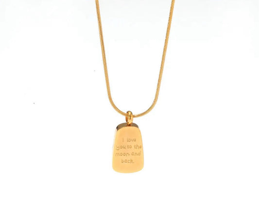 Gold Plated Stainless Steel Love You Pendant Chain Necklace