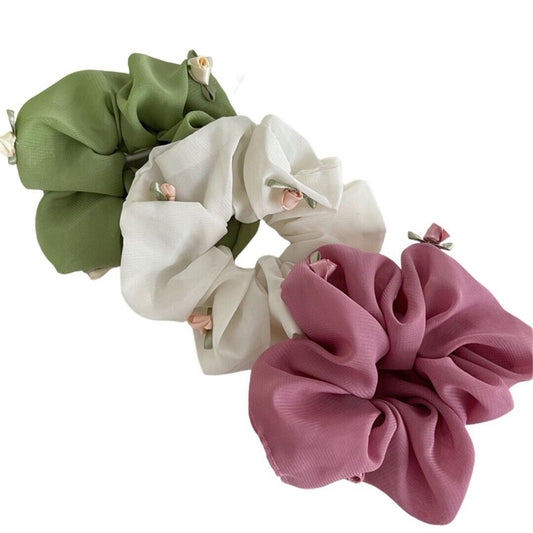 Floral Roses Hair Scrunchies Set