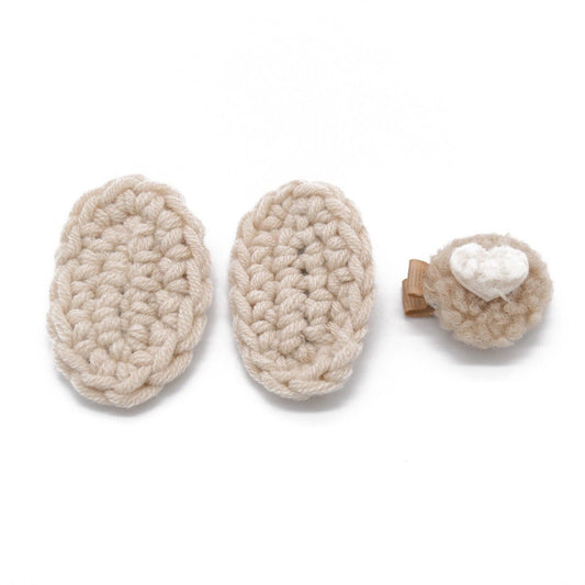 Beige Crochet 3 Piece Hair Clip Set
