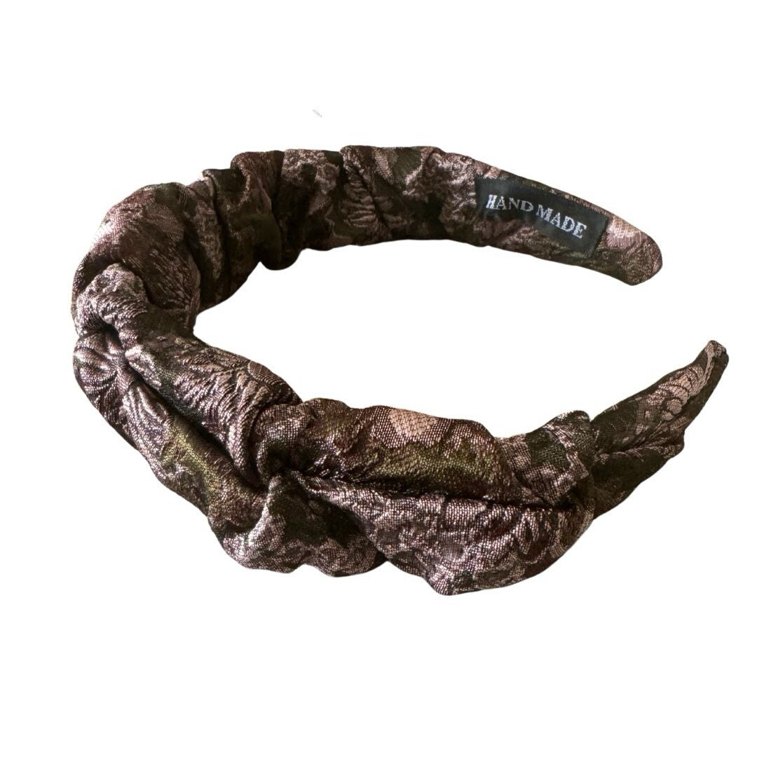 Green And Pink Pinched Style Jacquard Fabric Headband
