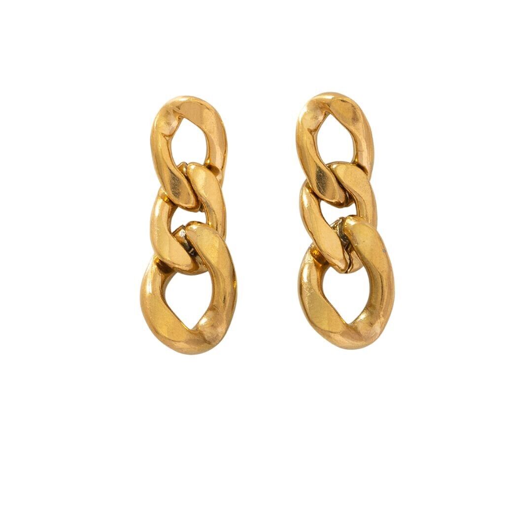 18k Gold Plated Links Chain Style. Stainless Steel Drop Earring