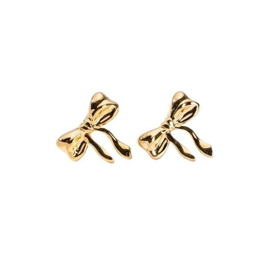 18k Gold Plated Stainless Steel Bow Stud Earring