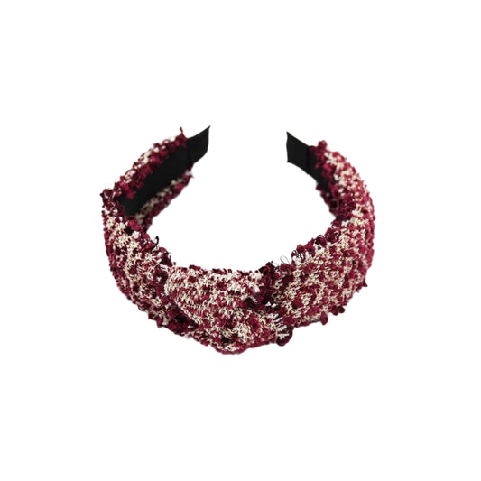 Maroon Crimson Tweed Knot Headband
