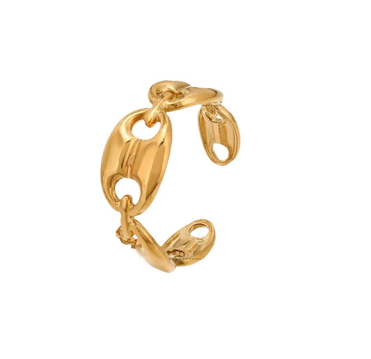Gold Plated Stainless Steel Links Adjustable Ring