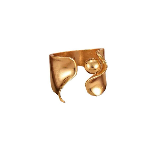 Gold Plated Shiny Geometric Style Adjustable Ring