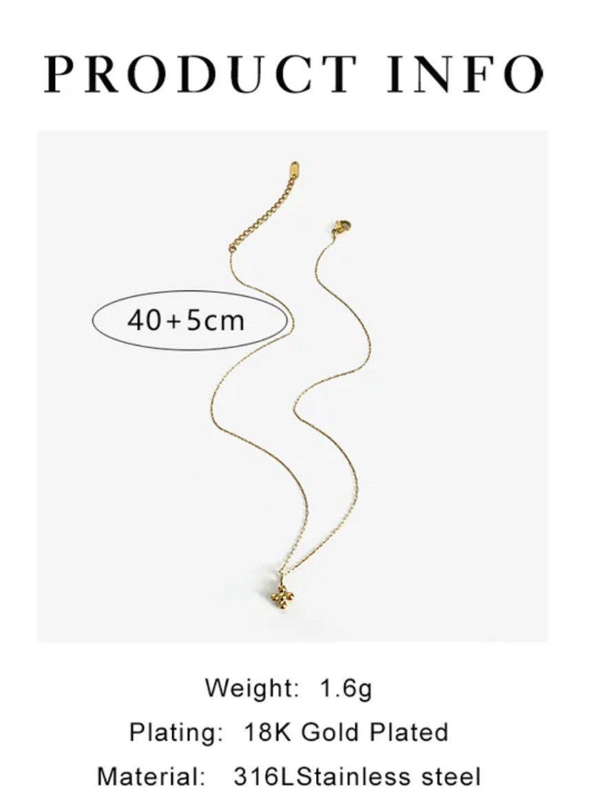 Gold Plated Stainless Steel Mini Cross Pendant Chain Necklace