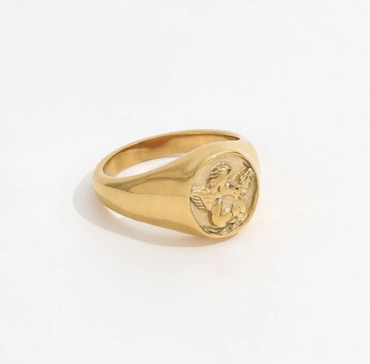 18k Gold Plated 304 Stainless Steel With Angel Ring Size 8