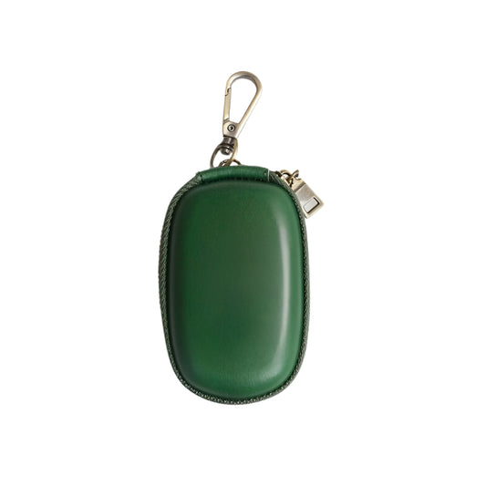 Green Oval Faux Leather Zipper Key Holder /Coin Purse /keychain