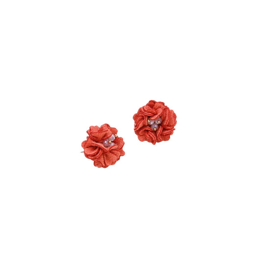 Orange/ Red Statement Flower/Floral Stud Earring