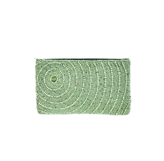 Handmade Beaded Green Purse/Wallet