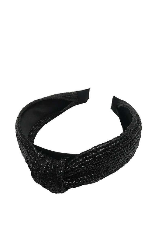 Black Knot Braided Straw Headband