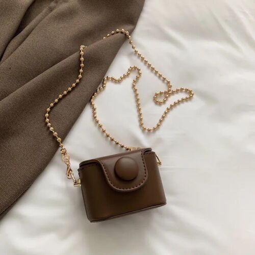 Brown Faux Leather Mini Crossbody Bag/purse