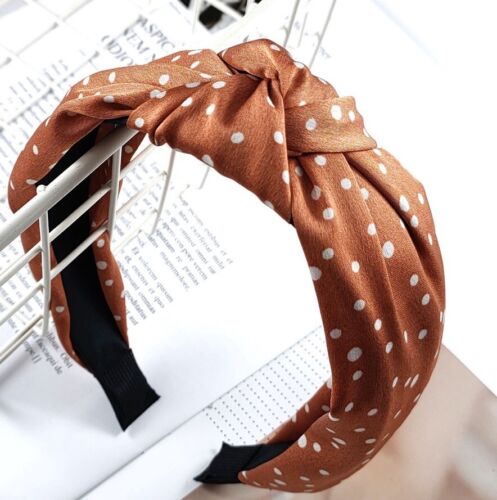 Rust Polka Dot Satin Hairband / Headband