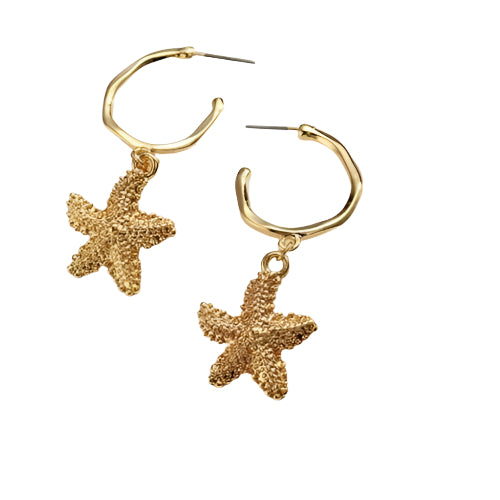 Gold Hoop Starfish/beach Earring