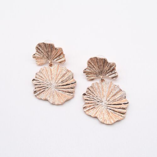 Rose Gold Hammered /Textured Round Drop Earring