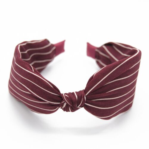 Satin Striped Maroon Wide knot Headband/Hairband