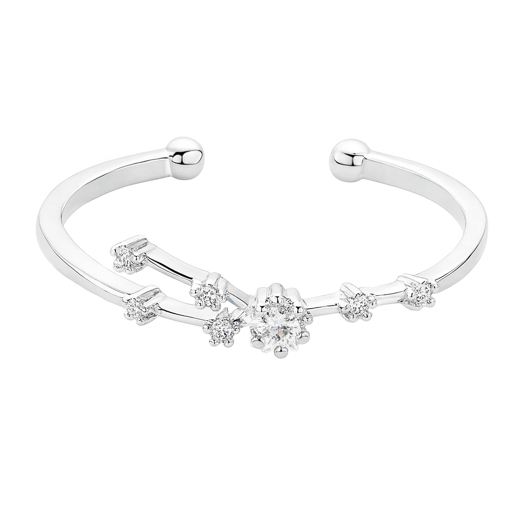14 Karat Gold Dipped CZ Taurus Zodiac Constellation Adjustable Ring