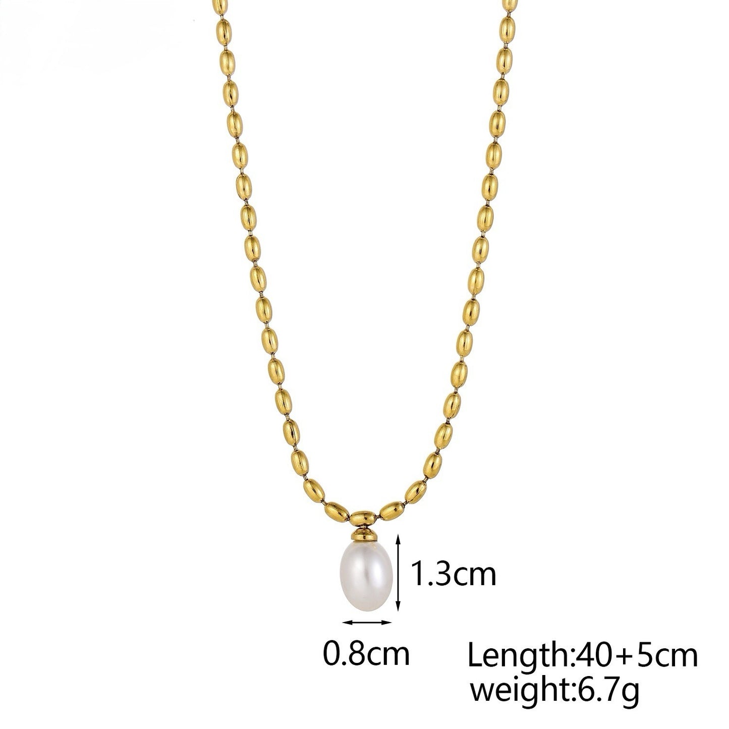 Gold Plated Stainless Steel Pearl Pendant Necklace1