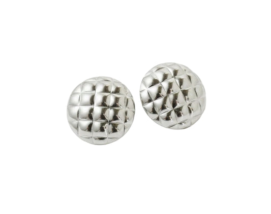 Silver Plated Stainless Steel Textured Round Stud Earring0
