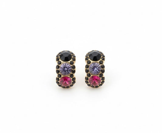 Vintage Style Black Purple & Pink Cubic Zirconia Stud Earrings0