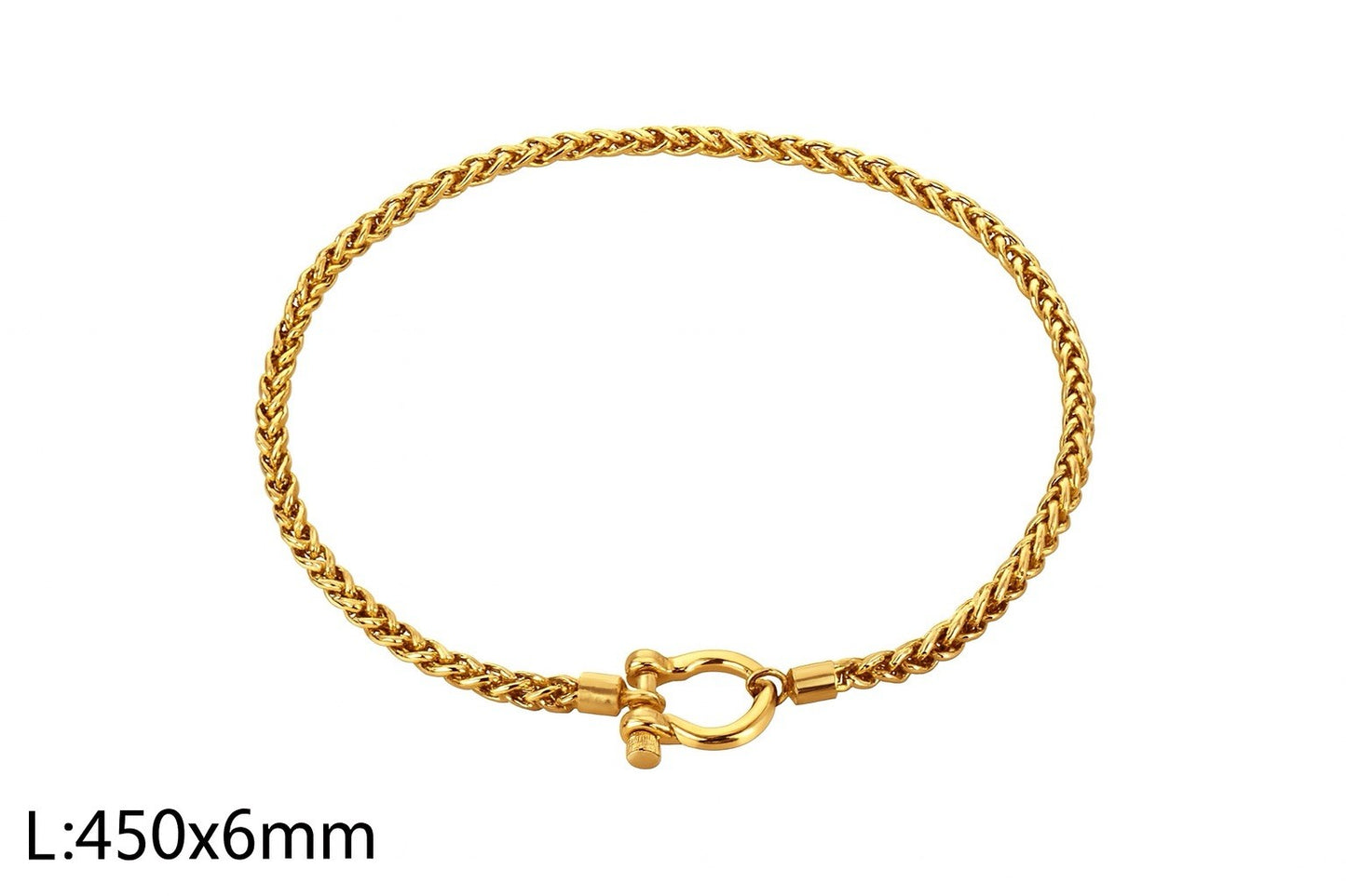 Gold Plated Stainless Steel Plain Horseshoe Lock Style Chain Necklace1