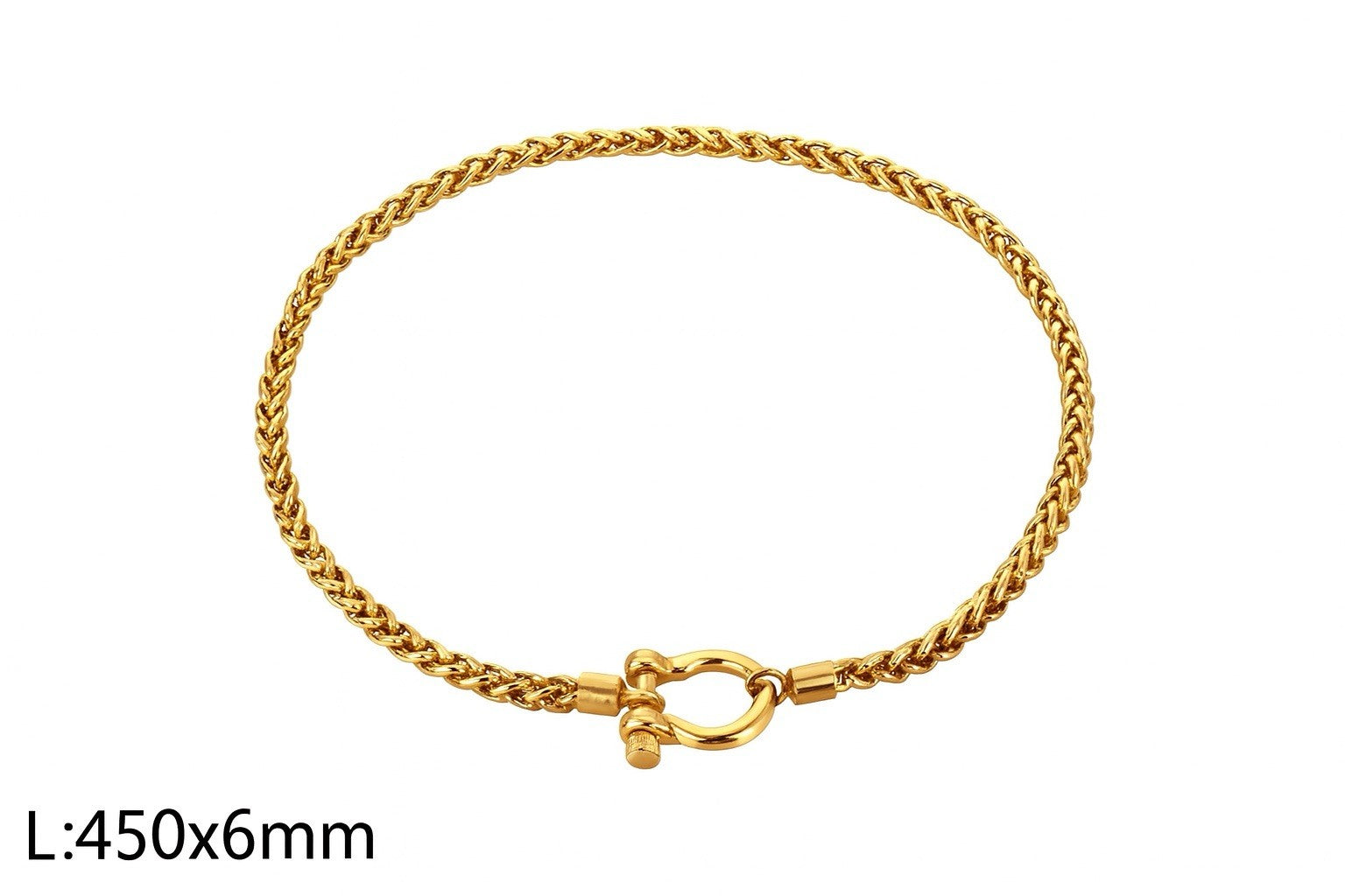 Gold Plated Stainless Steel Plain Horseshoe Lock Style Chain Necklace1