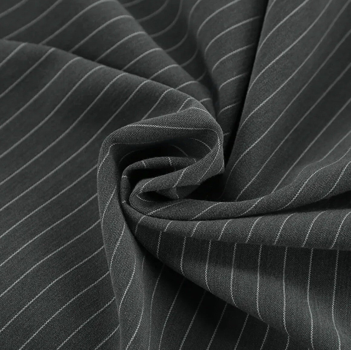 Grey Striped Matching Pleated Skirt And Long Sleeves Jacket Size S3