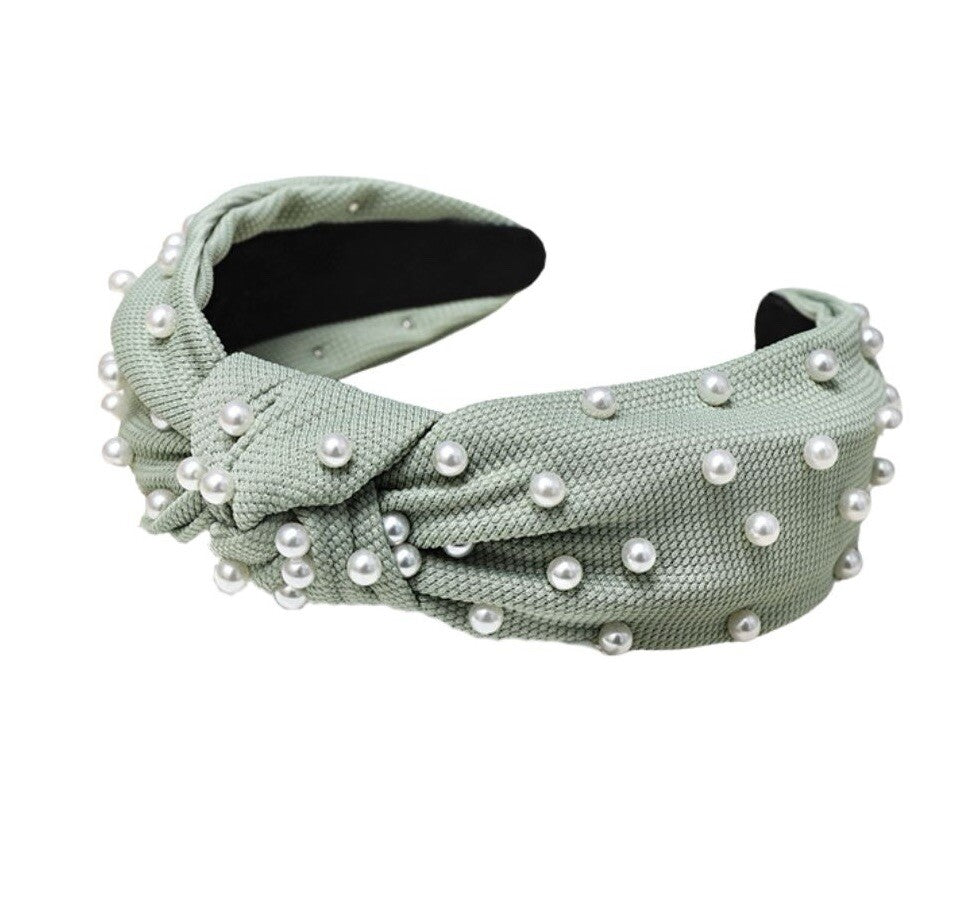 Green Pearl knot headband/Hairband0