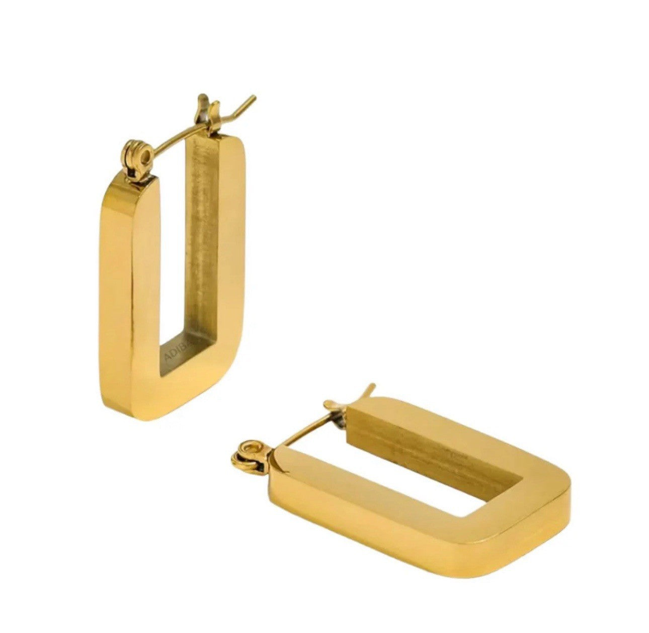 U Shape 18k Gold plated Non Tarnish Stainless Steel Hoop Earrings0