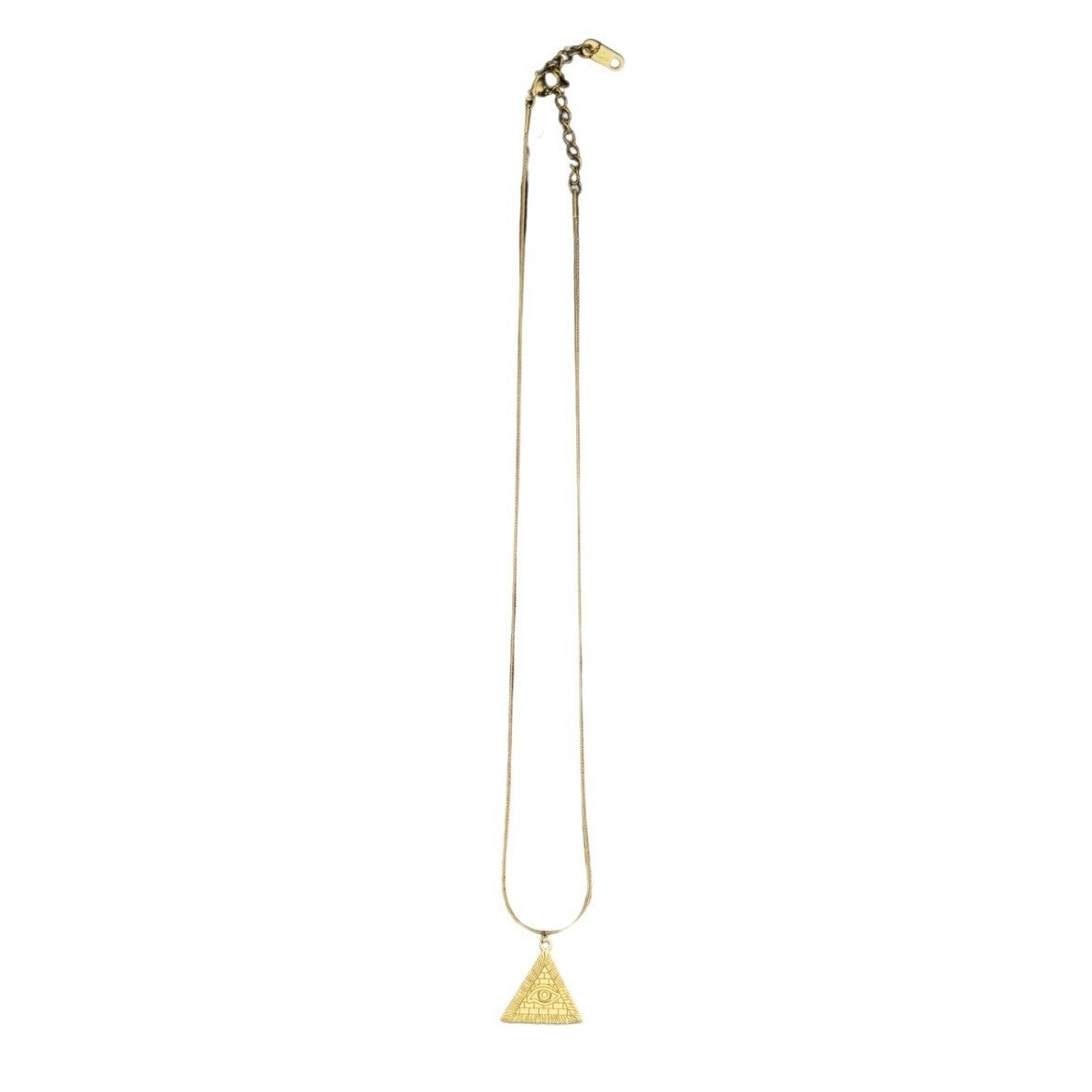 Gold Plated Stainless Steel Pyramids And Horus Eye Pendant Chain Necklace1