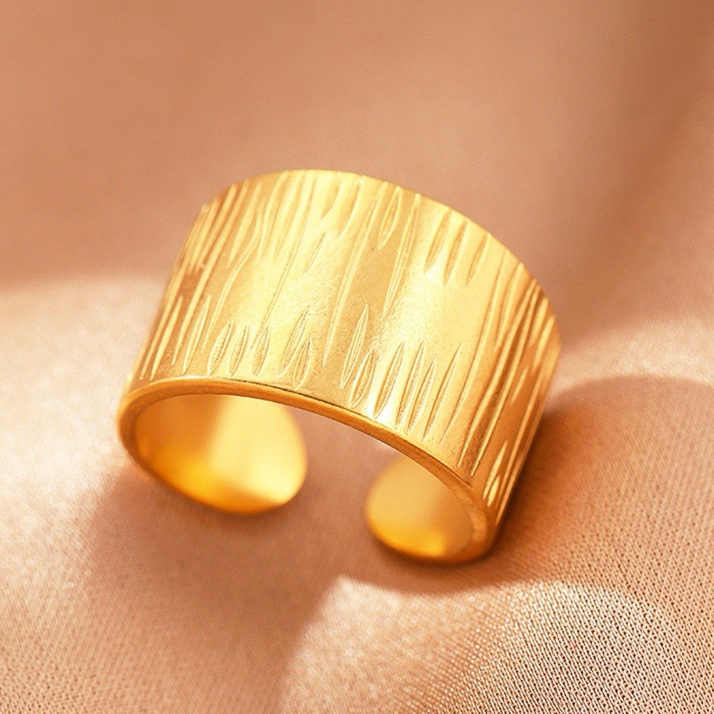 Gold Plated Geometric Stainless Steel Solid Wide Adjustable Ring1