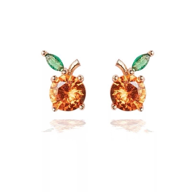 Gold Plated Mini Orange Cubic Zirconia Stud Earrings0