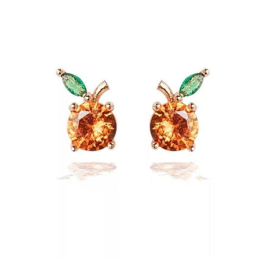 Gold Plated Mini Orange Cubic Zirconia Stud Earrings0