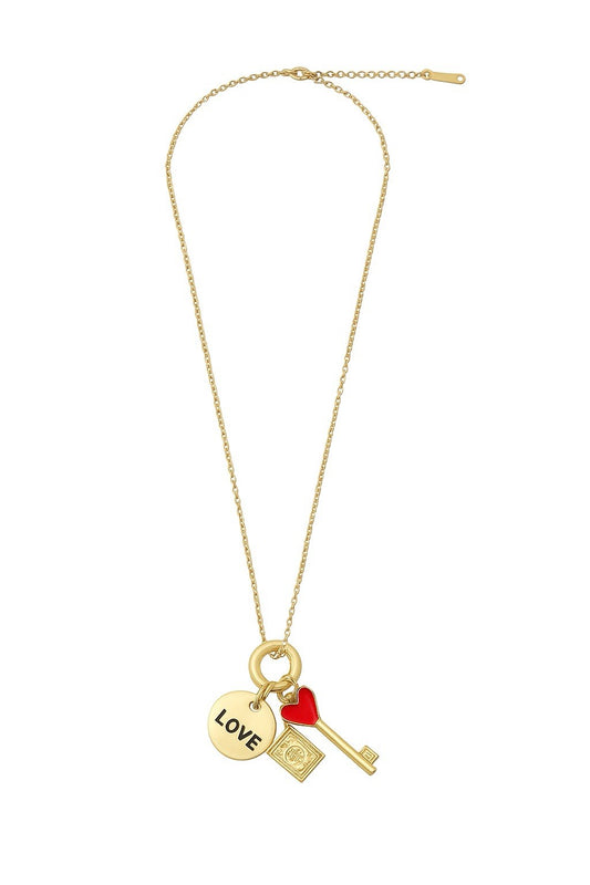 Gold Plated Stainless Steel Shells Love Charms Necklace0