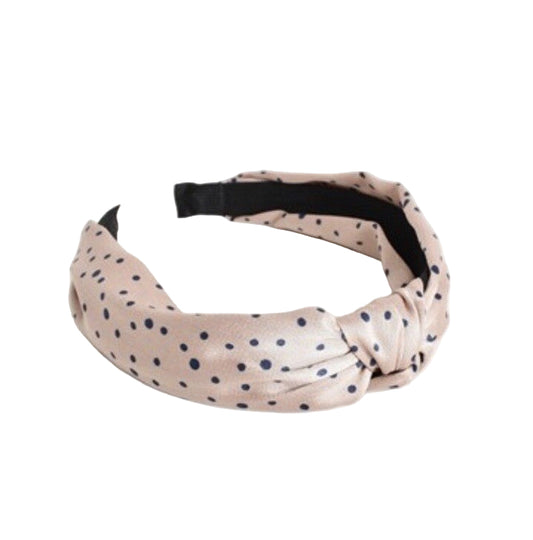 Pink Polka Dot Satin Knot Headband0