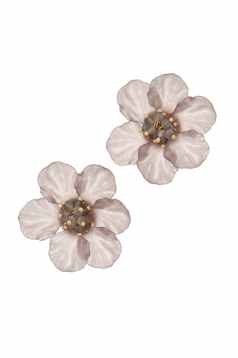 Grey Beautiful Beaded stud Earring