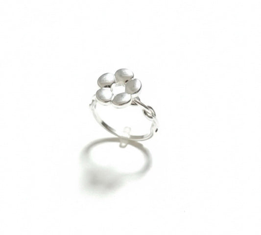 Silver Plated Tone Women’s Floral Daisy Statement Adjustable Ring0