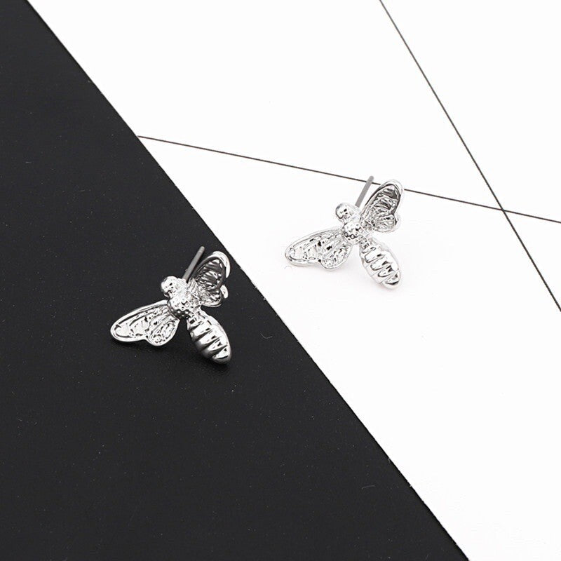 Silver Plated Bee Stud Mini Earrings0