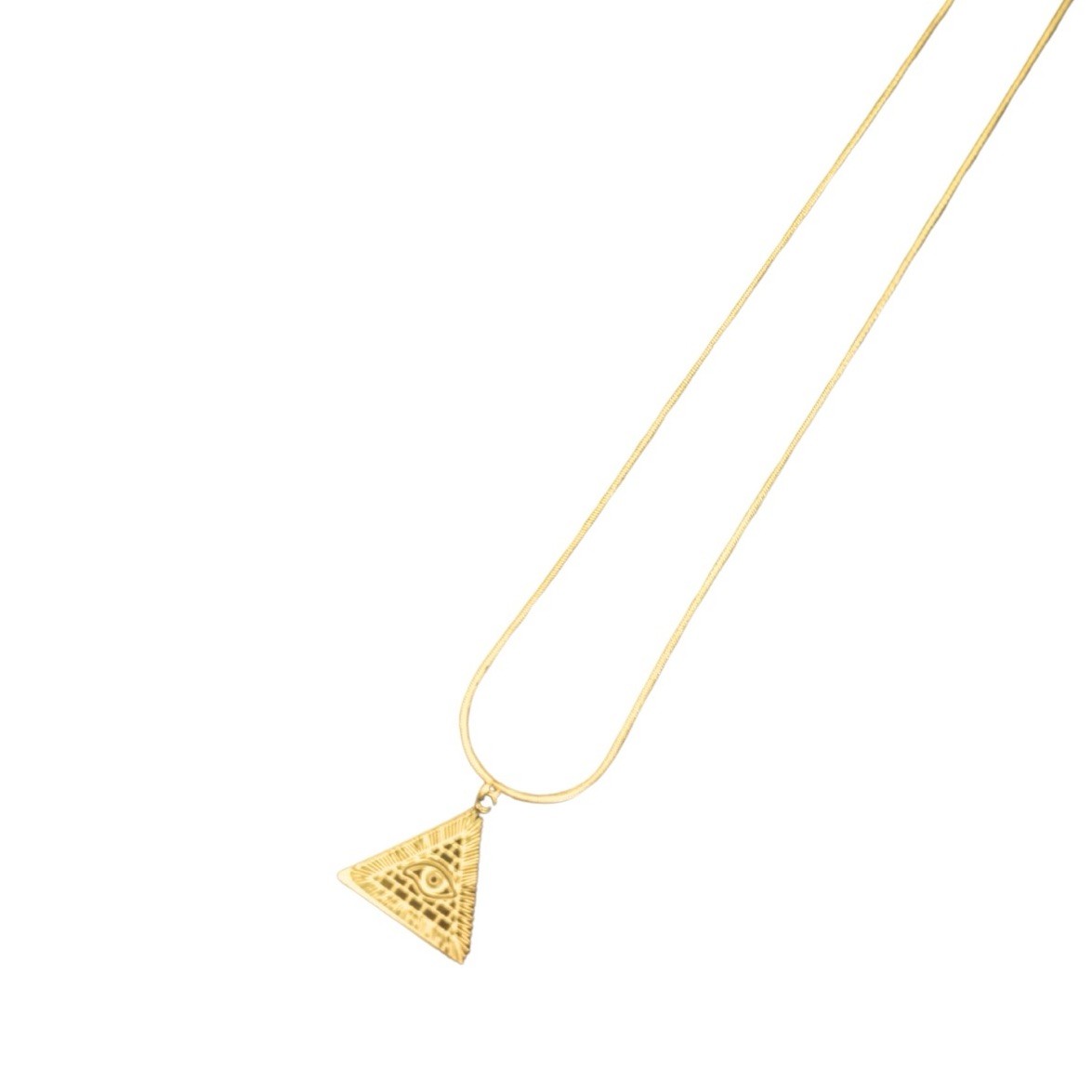 Gold Plated Stainless Steel Pyramids And Horus Eye Pendant Chain Necklace0
