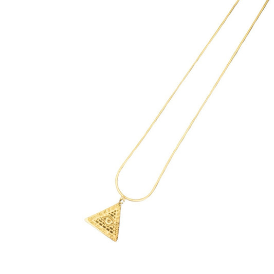 Gold Plated Stainless Steel Pyramids And Horus Eye Pendant Chain Necklace0