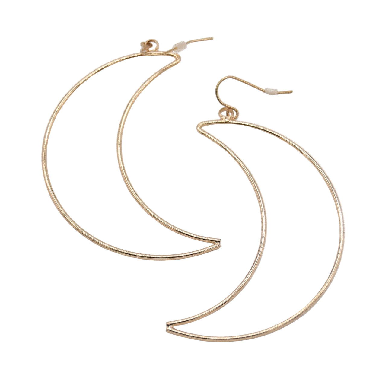 Gold Hollow Moon Drop Earring0
