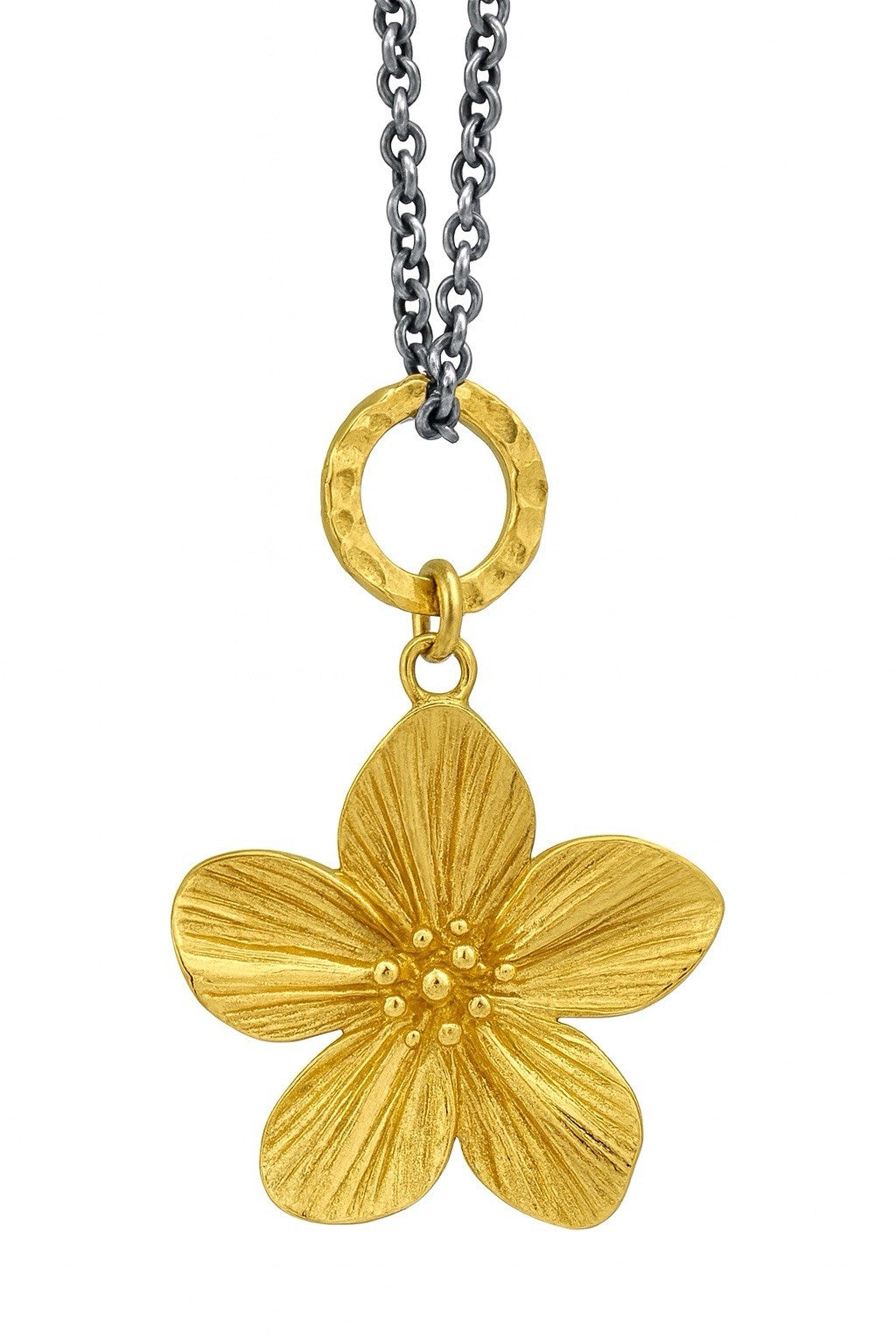 Gold Plated Stainless Steel Flower Pendant Necklace1