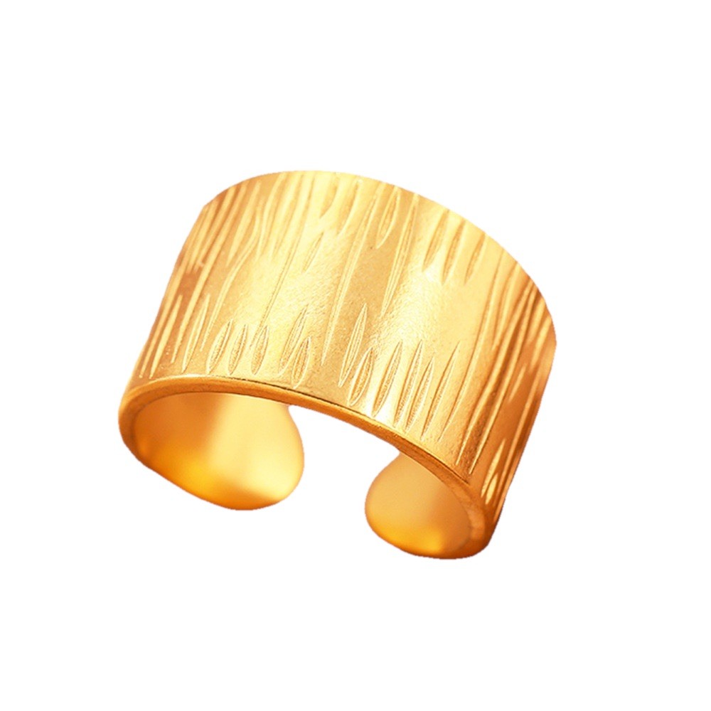 Gold Plated Geometric Stainless Steel Solid Wide Adjustable Ring0