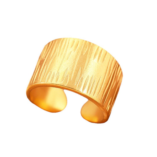 Gold Plated Geometric Stainless Steel Solid Wide Adjustable Ring0