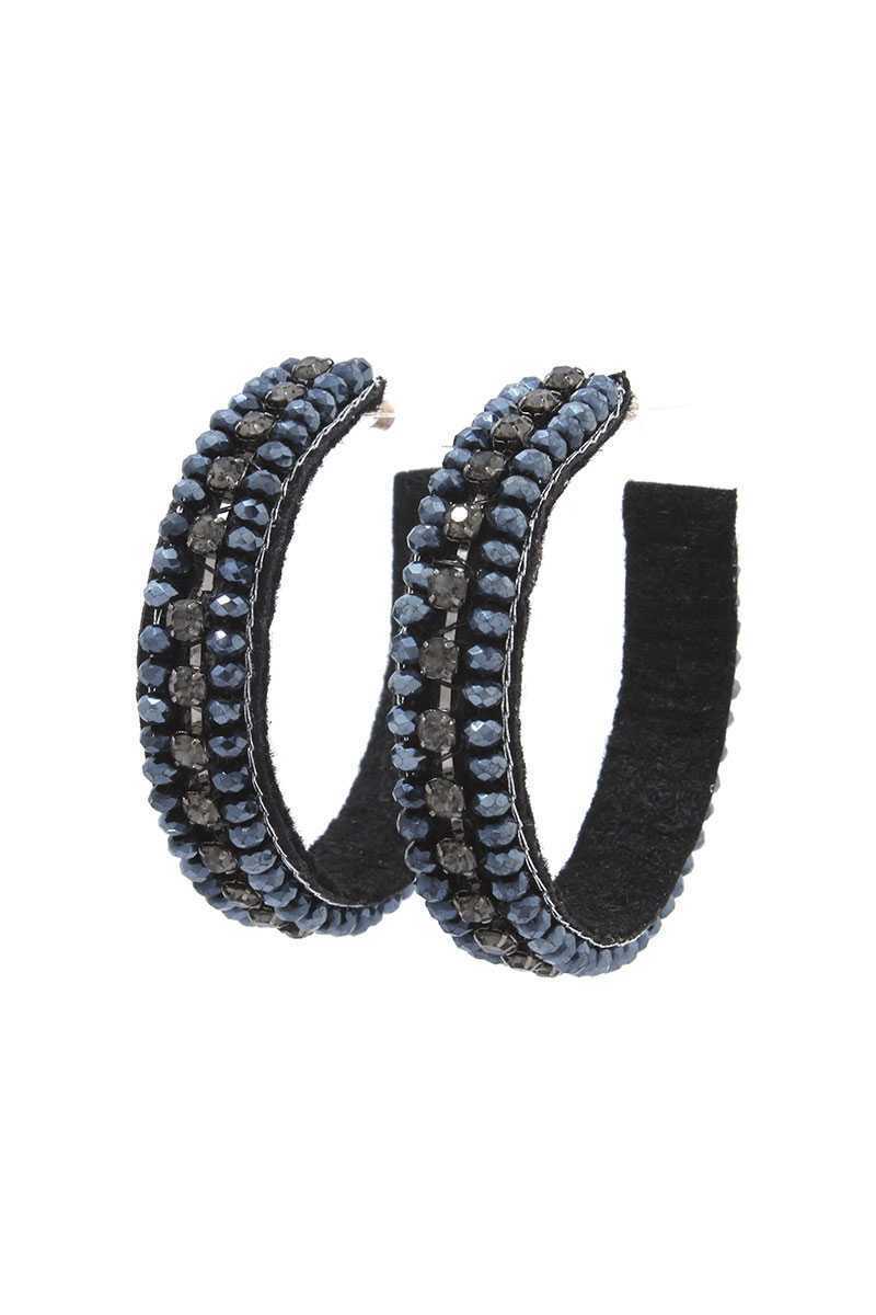 Midnight Blue Fashion Rhinestone Hoop earring