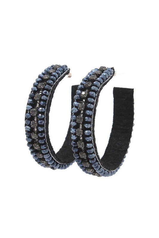 Midnight Blue Fashion Rhinestone Hoop earring