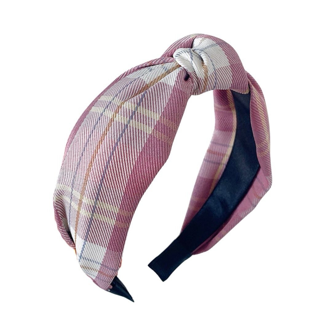 Pink Plaid Hairband / Headband0